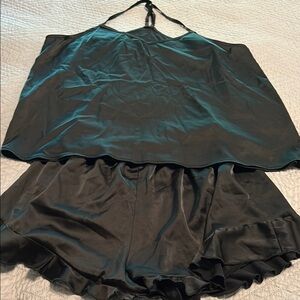 Black Satin Camisole and Shorts Set
